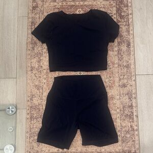 True Navy Crop Top and Shorts Set